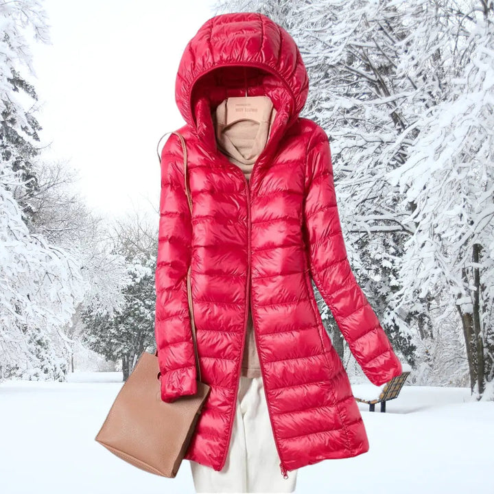 Vida lightweight long hooded puffer coat – image 6