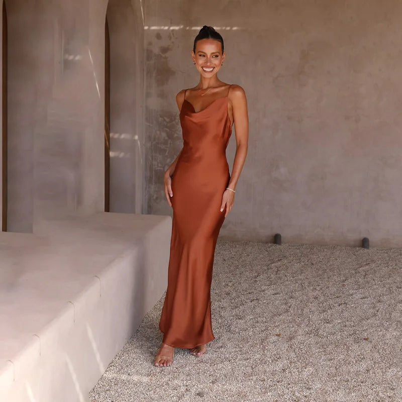 Rosemary flowing maxi satin dress – image 2