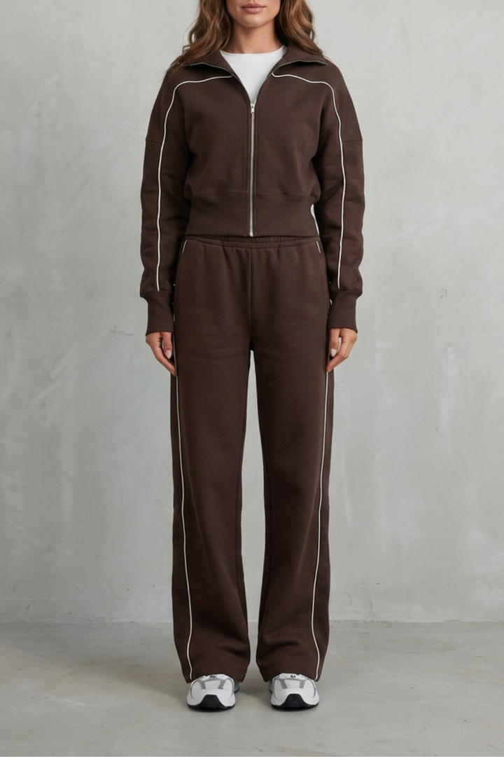 Annis zip up cardigan and wide leg trouser set