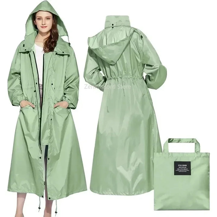 Cecilie packable longline raincoat with hood