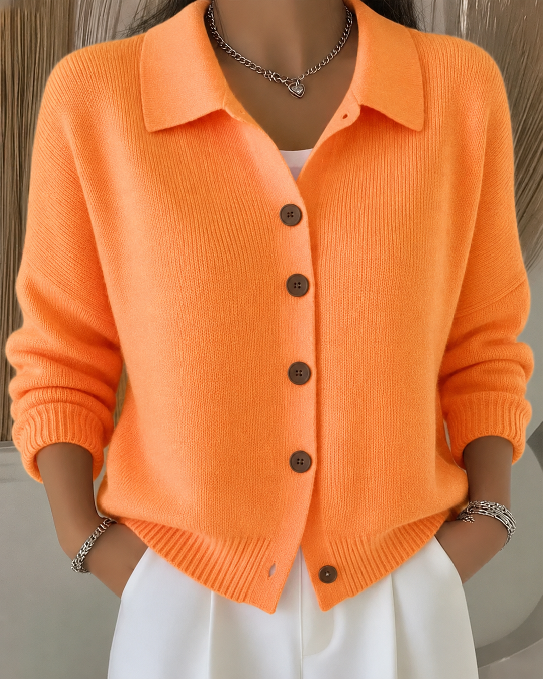 Juniper button collar cardigan sweater – image 5