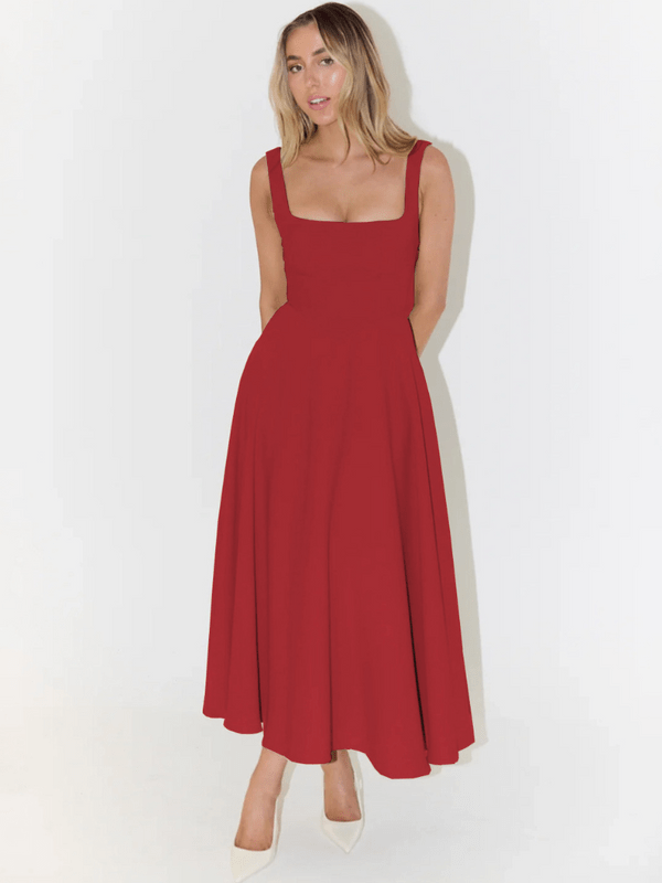 Arwen flowing square neck midi dress