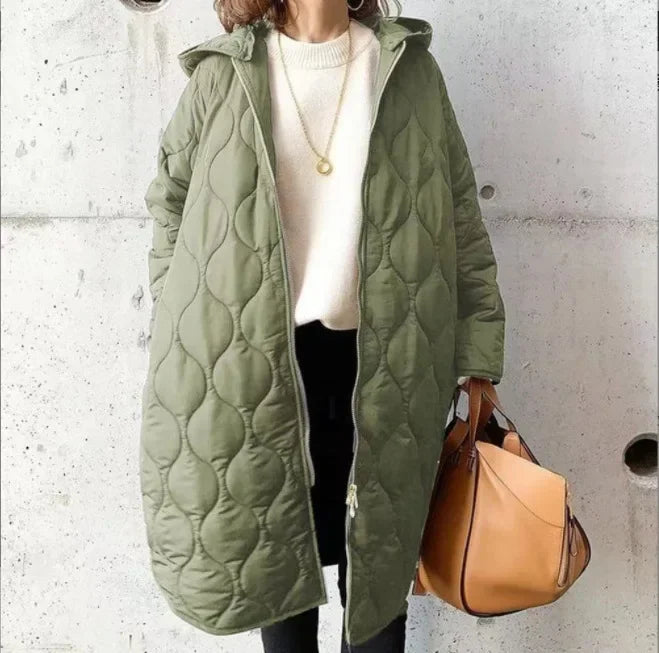 Lamorna longline quilted jacket with hood – image 2