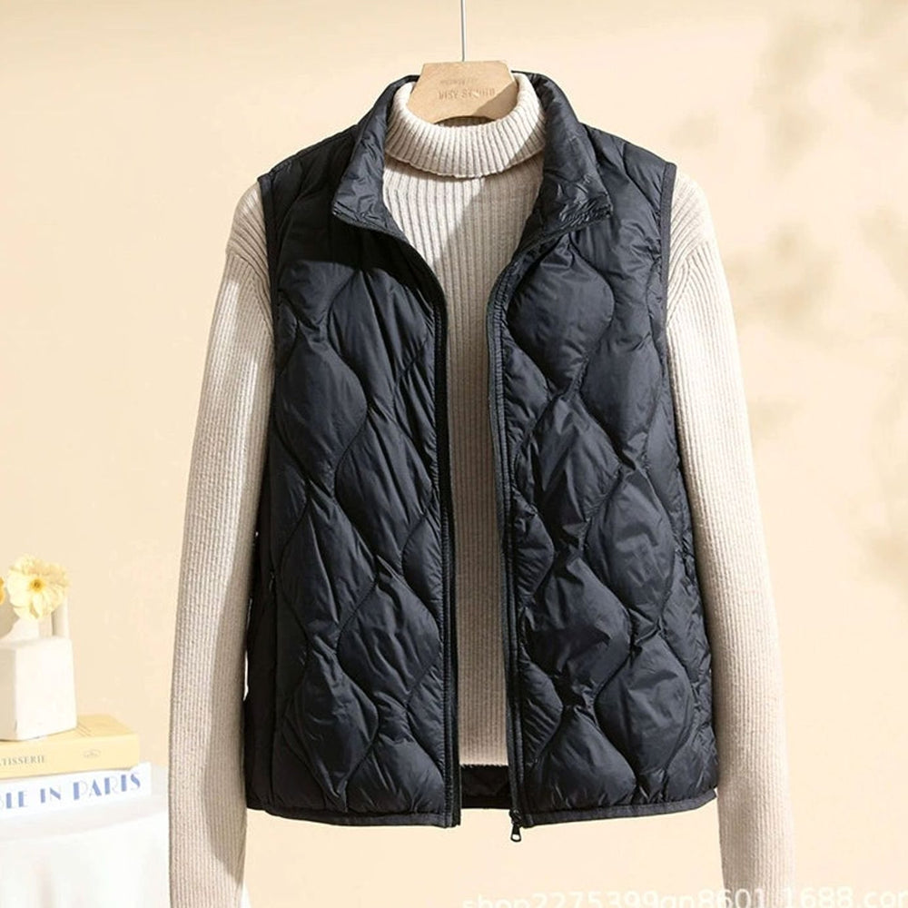Shona wind resistant stand collar quilted gilet – image 2