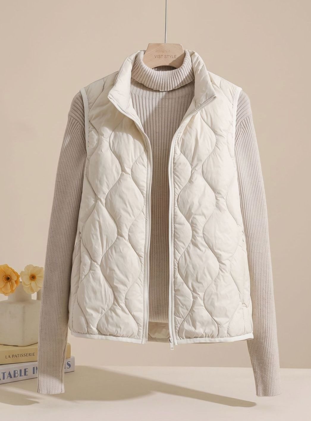 Shona wind resistant stand collar quilted gilet