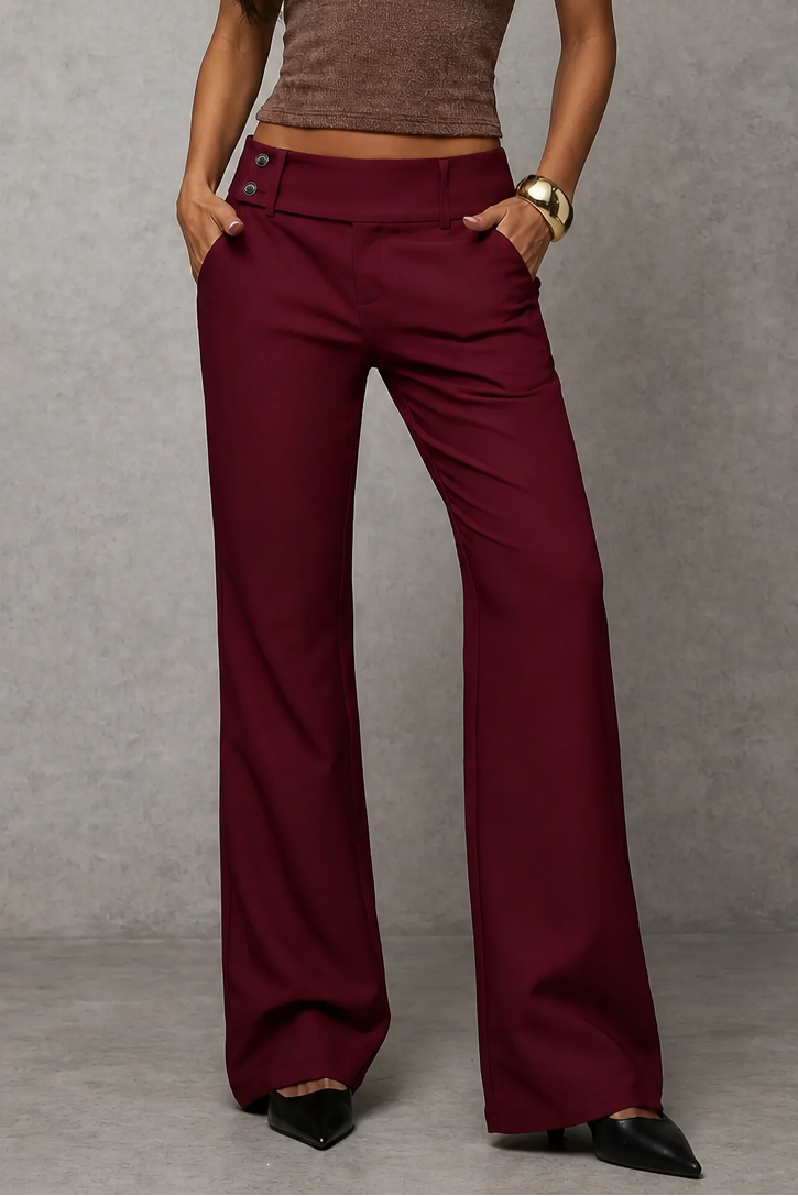 Mariana high waist wide leg trousers with button detail – image 8