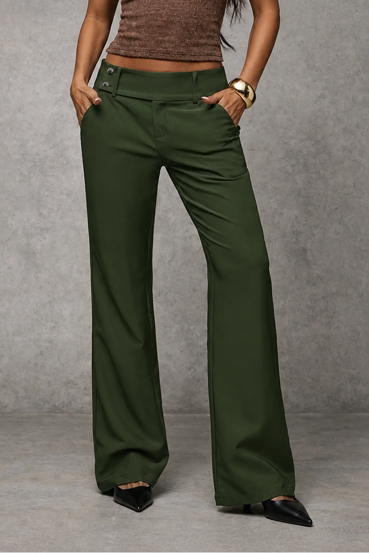 Mariana high waist wide leg trousers with button detail – image 9