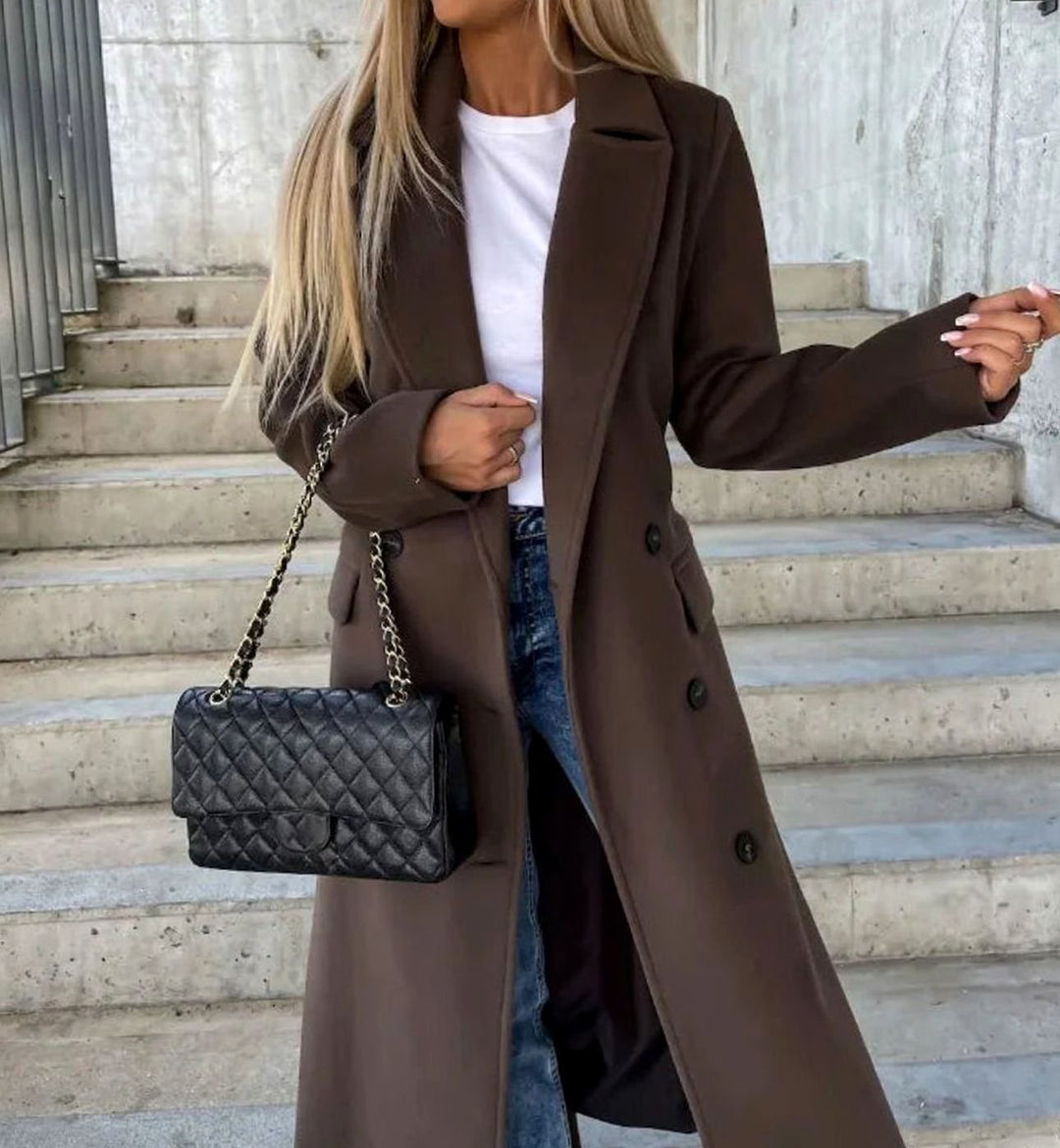 Cecily long double breasted wool coat
