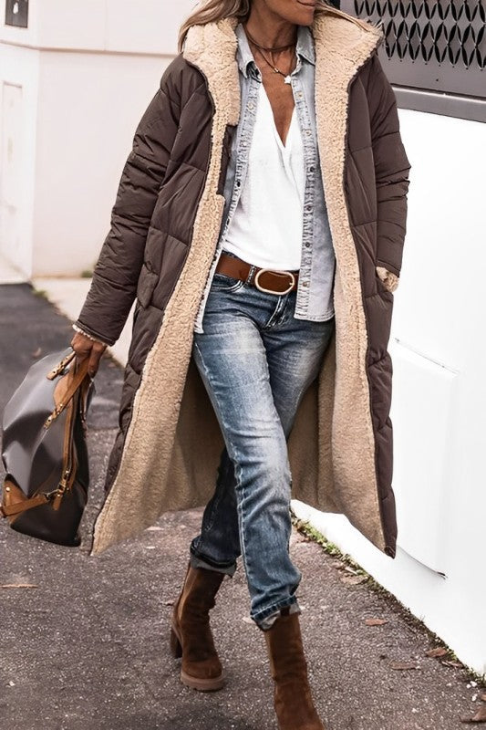 Seraphine reversible teddy lined hooded long coat
