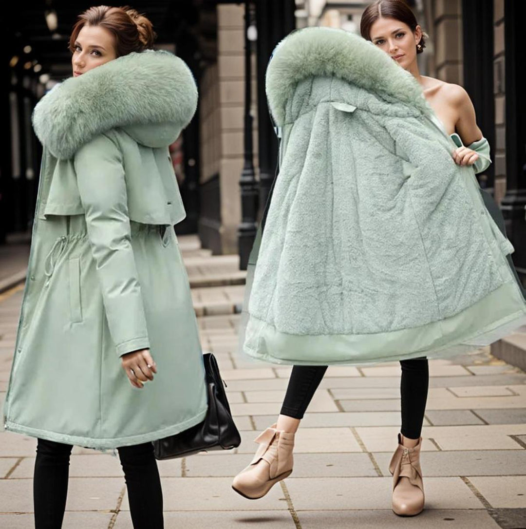 Demelza quilted coat with faux fur hood – image 4