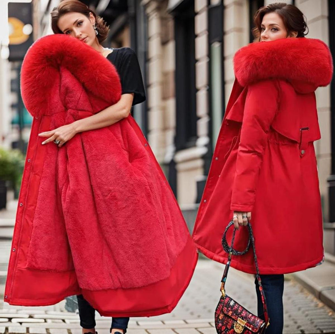 Demelza quilted coat with faux fur hood – image 5
