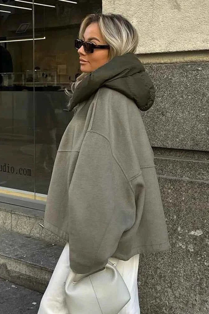 Benedetta oversized jacket with padded hood – image 2