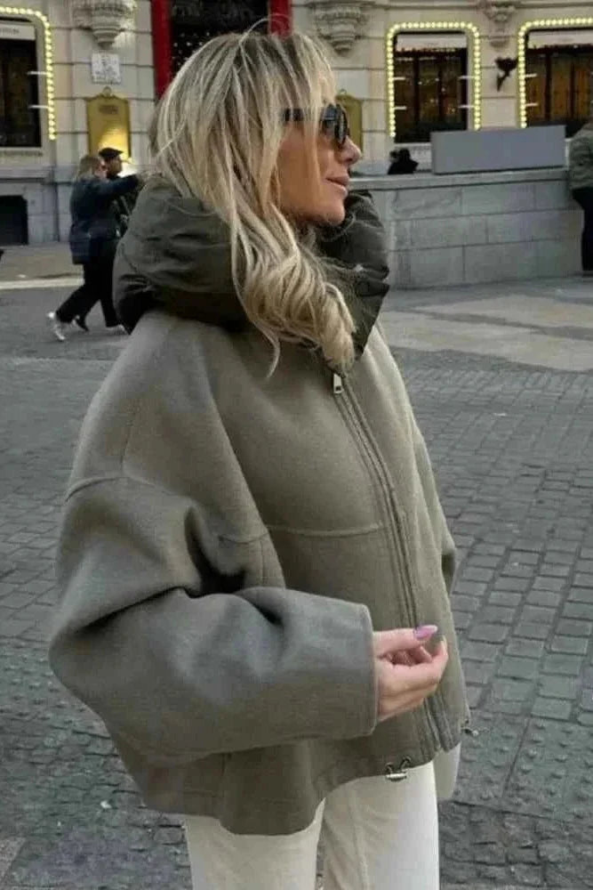 Benedetta oversized jacket with padded hood – image 3