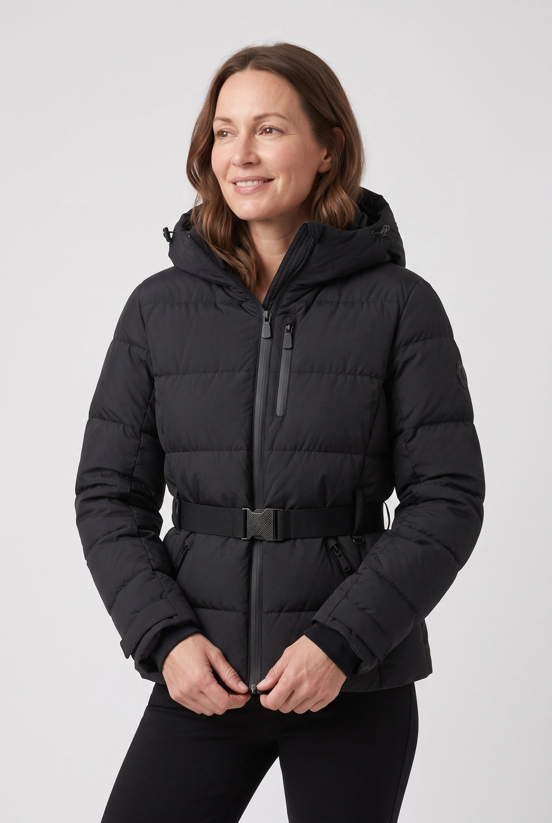 Katie belted hooded padded ski jacket – image 6