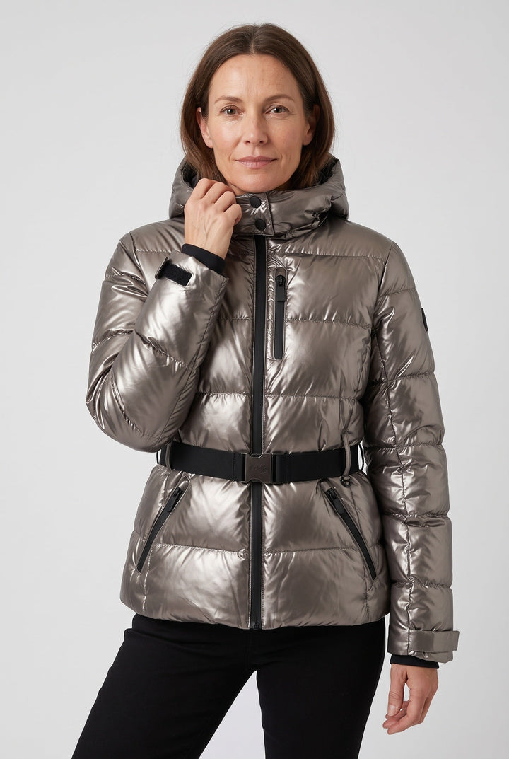 Katie belted hooded padded ski jacket – image 7