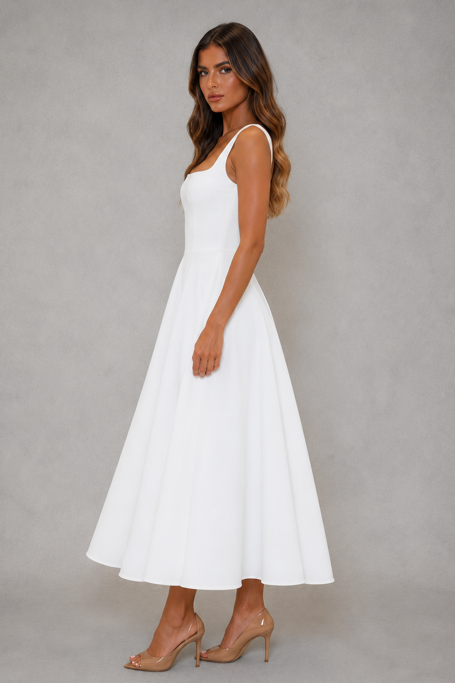 Belle square neck a line midi dress – image 2