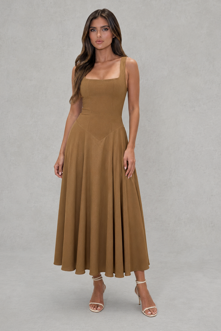 Belle square neck a line midi dress – image 7