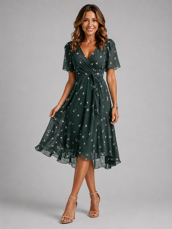 Ava floral midi wrap dress with tummy control – image 7