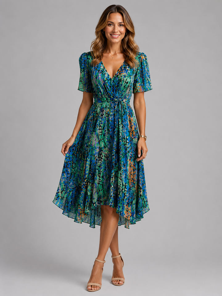 Ava floral midi wrap dress with tummy control – image 4