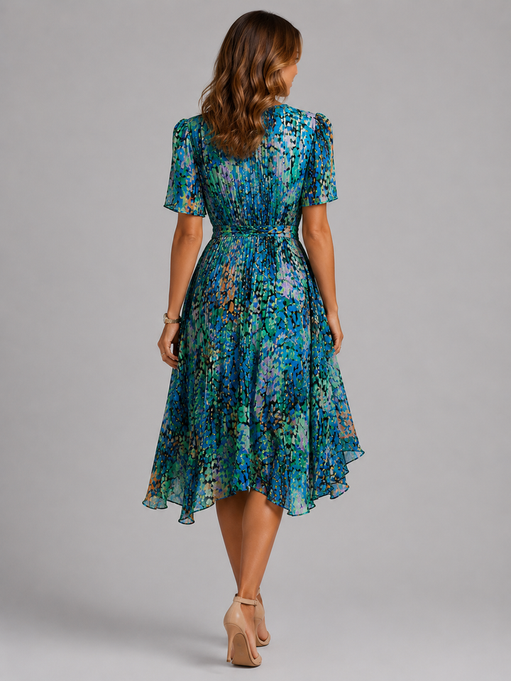 Ava floral midi wrap dress with tummy control – image 5