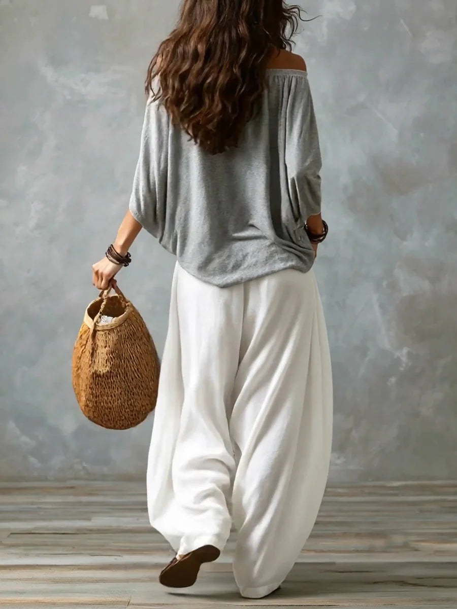Phoebe off shoulder top and palazzo trouser set – image 6