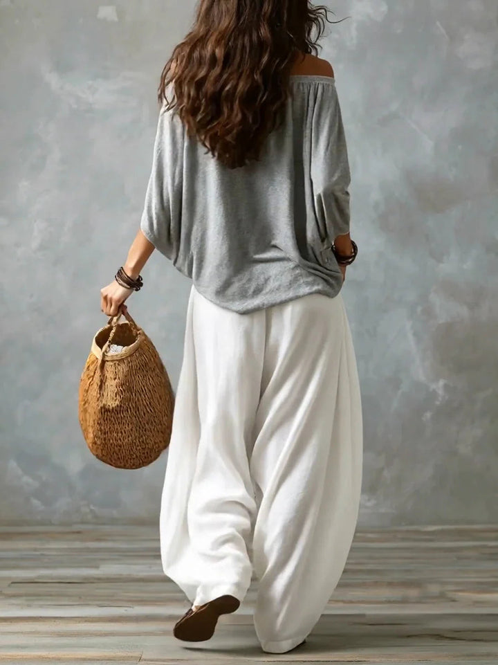 Phoebe off shoulder top and palazzo trouser set – image 6