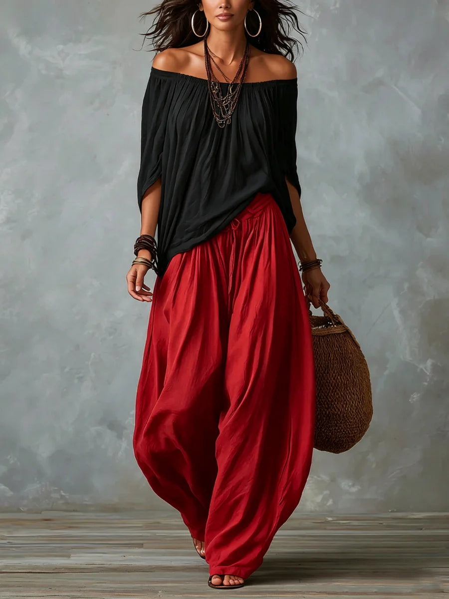 Phoebe off shoulder top and palazzo trouser set – image 3
