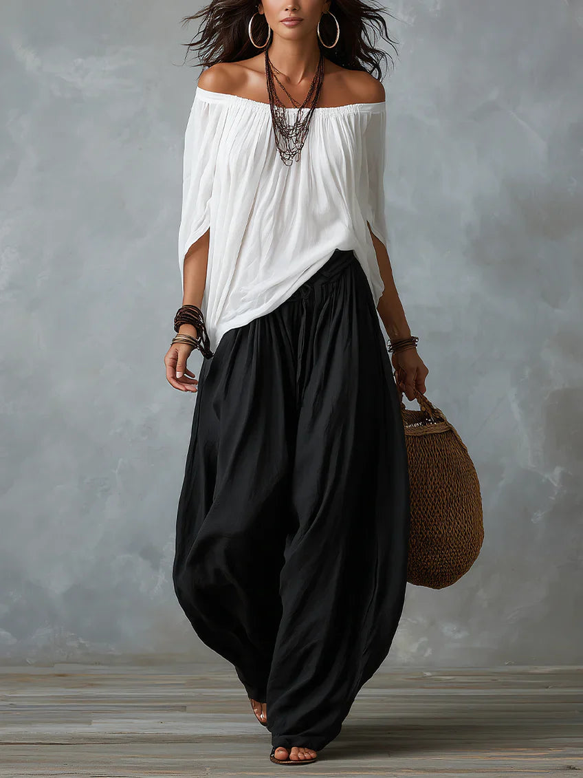 Phoebe off shoulder top and palazzo trouser set