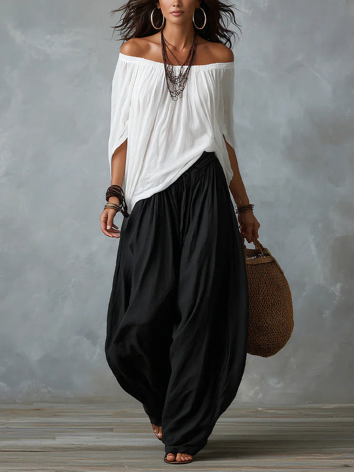 Phoebe off shoulder top and palazzo trouser set