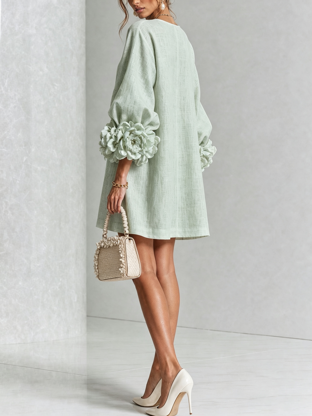 Agatha rose cuff A line dress – image 36