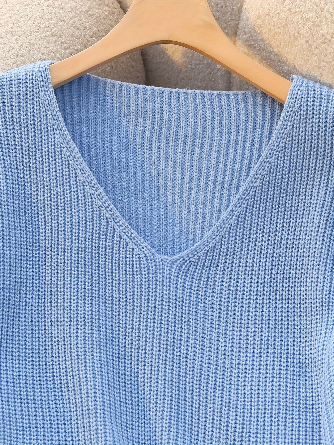 Jade ribbed v neck knitted jumper – image 9