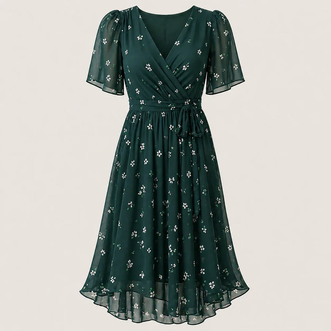 Ava floral midi wrap dress with tummy control – image 8