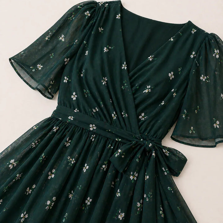 Ava floral midi wrap dress with tummy control – image 9