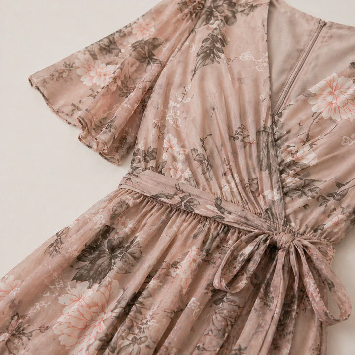 Ava floral midi wrap dress with tummy control – image 3