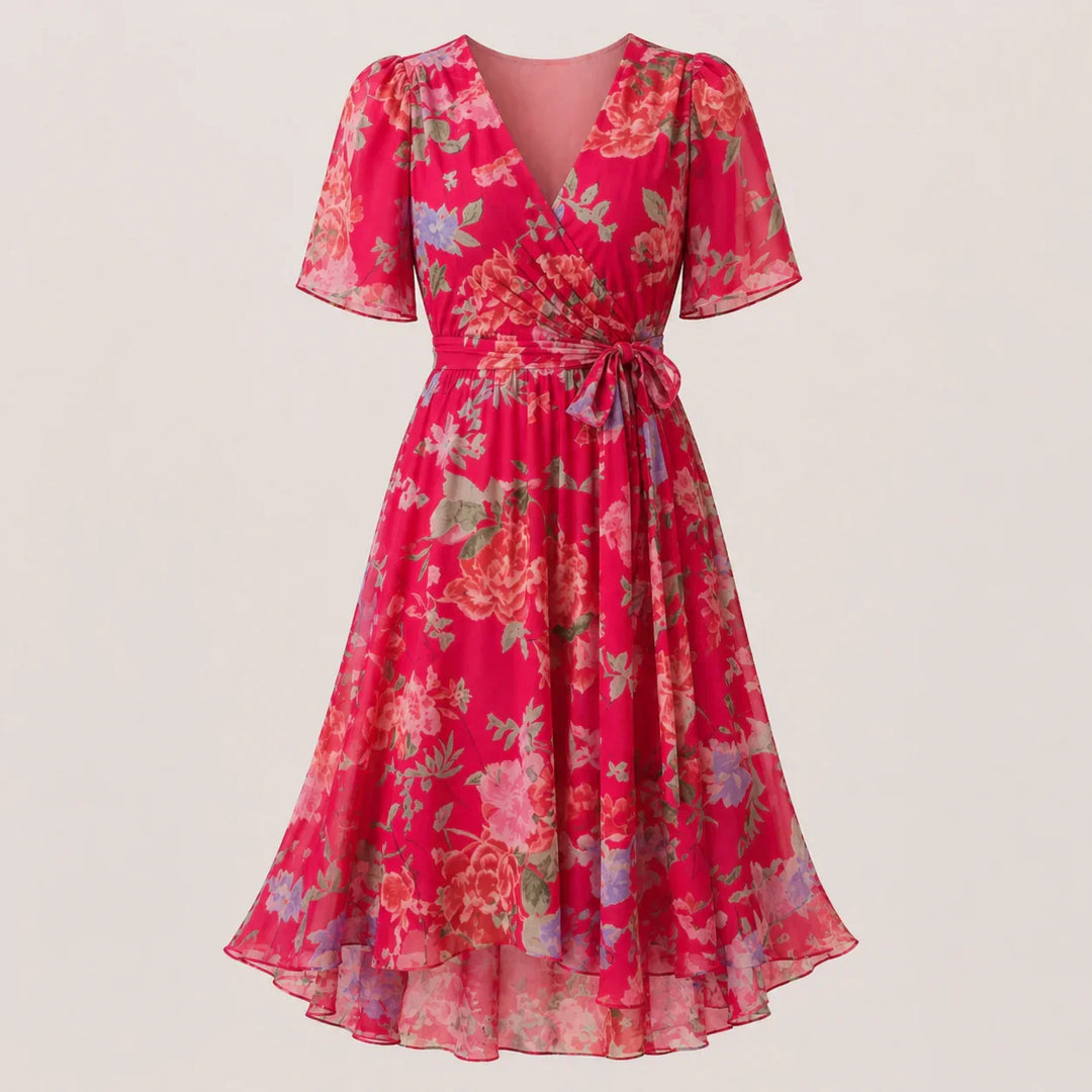 Ava floral midi wrap dress with tummy control – image 11