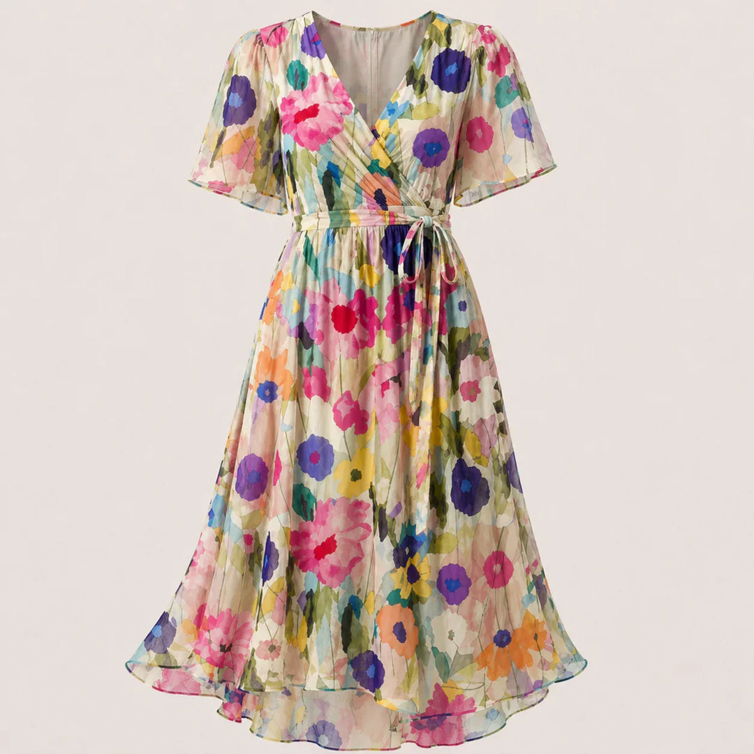 Ava floral midi wrap dress with tummy control – image 14