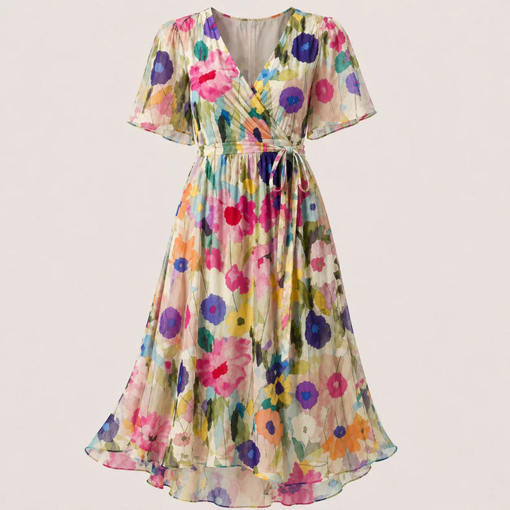 Ava floral midi wrap dress with tummy control – image 14