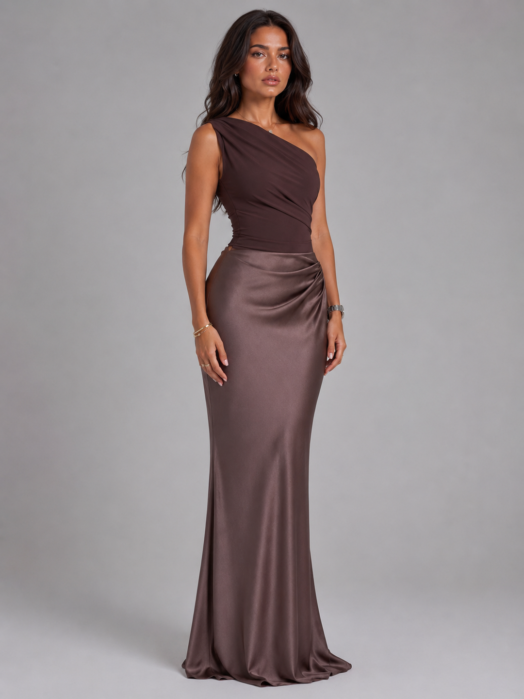 Celeste one shoulder satin maxi dress – image 7