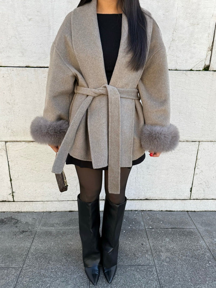 Eugenie belted oversized wrap coat