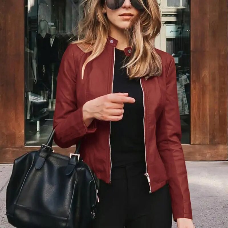 Elspeth draped cropped faux leather jacket – image 12