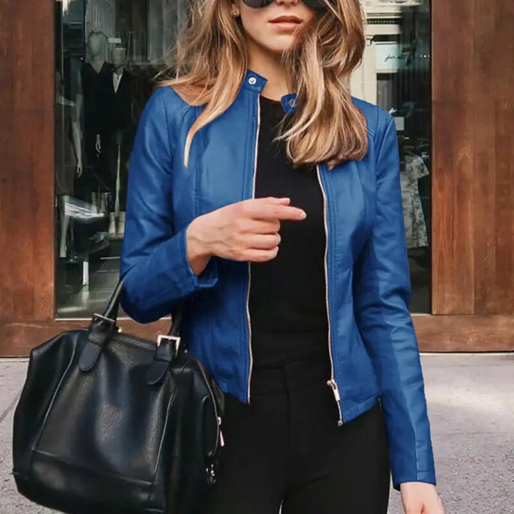 Elspeth draped cropped faux leather jacket – image 3