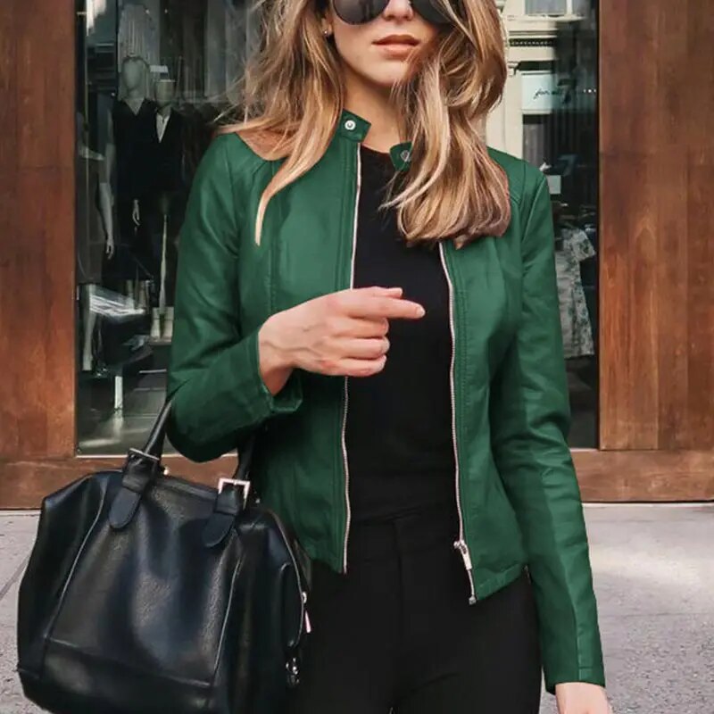 Elspeth draped cropped faux leather jacket – image 4