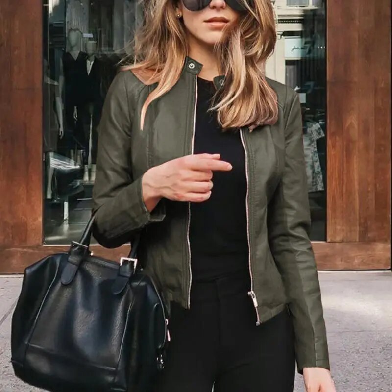 Elspeth draped cropped faux leather jacket – image 5