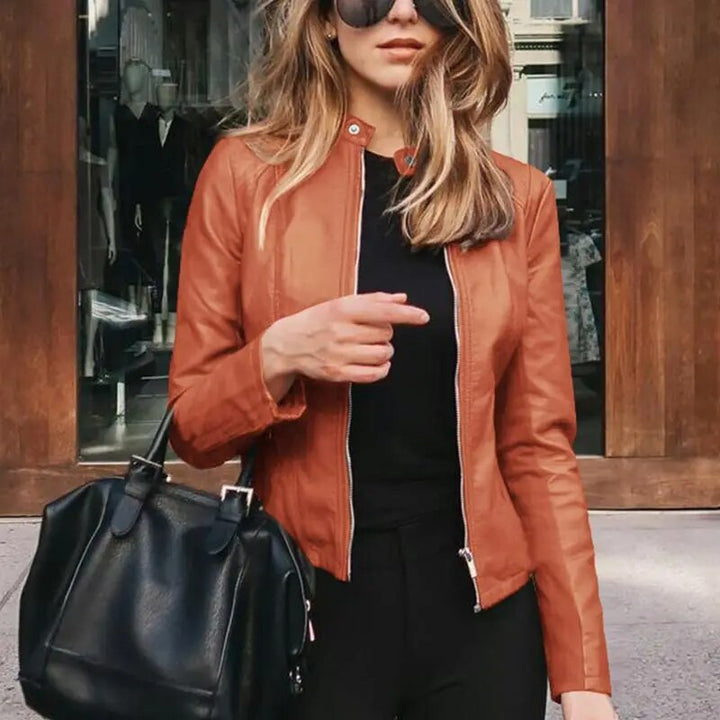 Elspeth draped cropped faux leather jacket – image 6