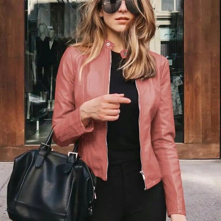 Elspeth draped cropped faux leather jacket – image 7