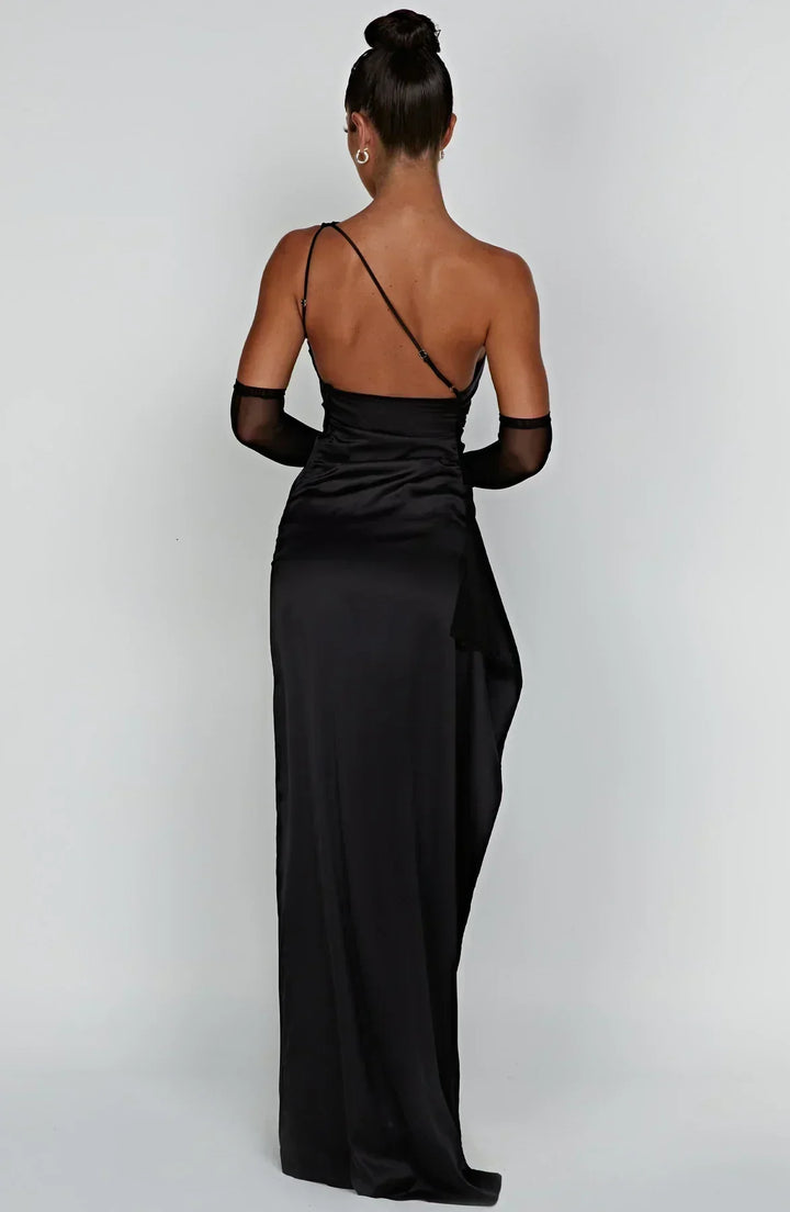 Venetia one shoulder satin slit maxi dress – image 15