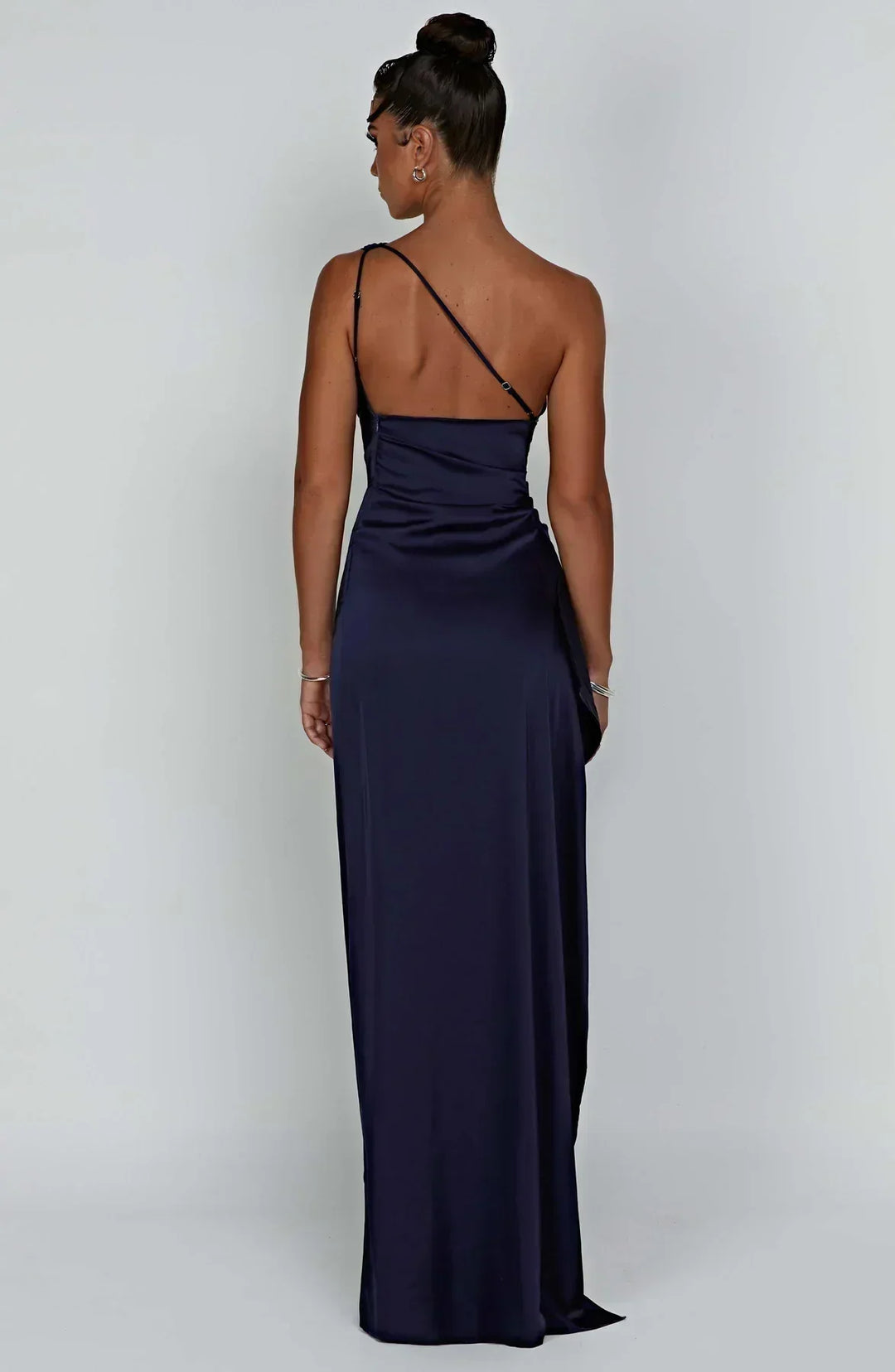 Venetia one shoulder satin slit maxi dress – image 12