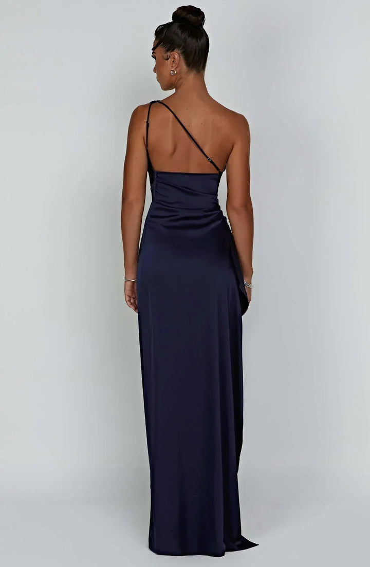 Venetia one shoulder satin slit maxi dress – image 12