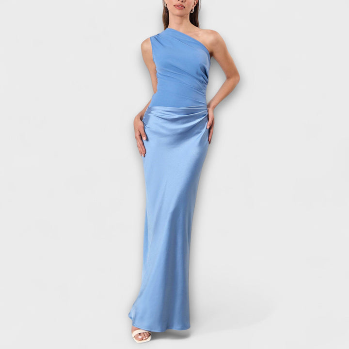 Harriette one shoulder pleated maxi dress – image 3