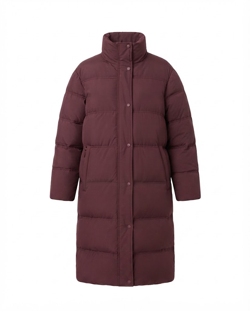 Loveday long padded coat with hood and side zips – image 10